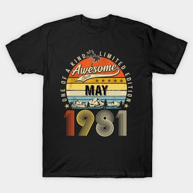 Awesome Since May 1981 Vintage 42nd Birthday T-Shirt by Mhoon 